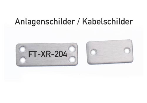 Anlagenkennzeichnungschilder aus Edelstahl 1.4301 geschliffen, 40x15x1,0 mm und 30x15x1,0 mm
