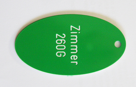 Hotelschlüsselanhänger Kunststoff grün-weiss-grün oval