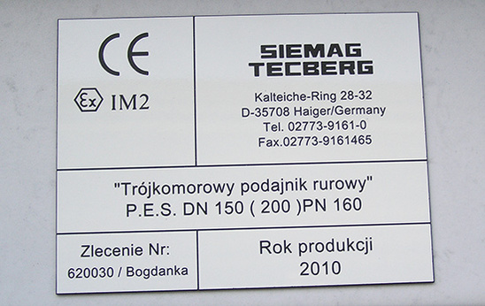 Industrie Schild aus Resopal mit Gravur Industrie Schild aus Resopal mit Gravur