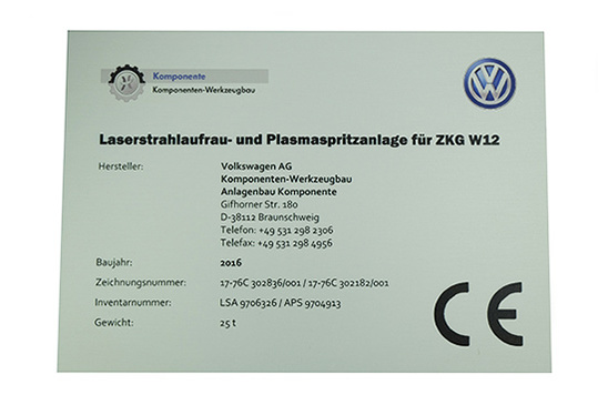 Typenschild Alu silber matt mit Primolux® Digitaldruck Typenschild Alu silber matt mit Primolux® Digitaldruck