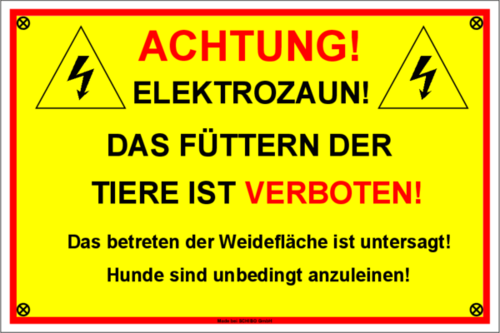 Achtung Elektrozaun klein