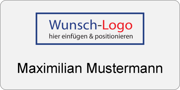 Namensschild Alugrav 60x30 mm Logo und Name gedruckt