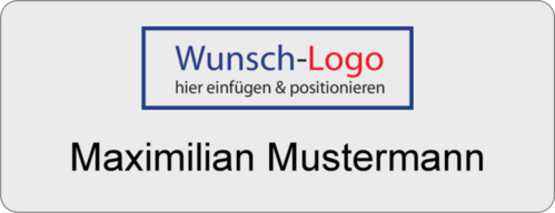 Namensschild Alugrav 65x25 mm mit Logodruck und Namensgravur