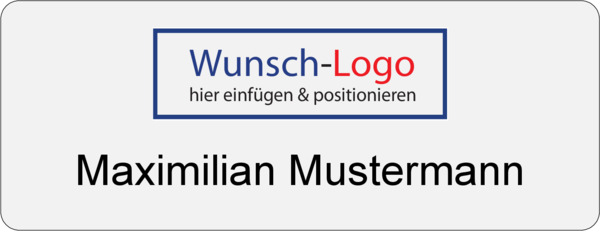 Namensschild Alugrav 65x25 mm Logo und Name gedruckt
