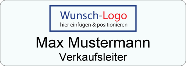 Namensschild DigiAcryl mit Logo und Namensdruck 2-zeilig