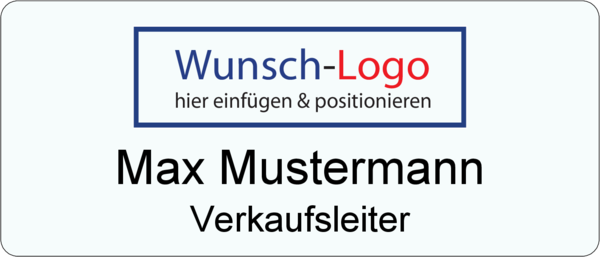 Namensschild DigiAcryl mit Logo und Namensdruck 2-zeilig