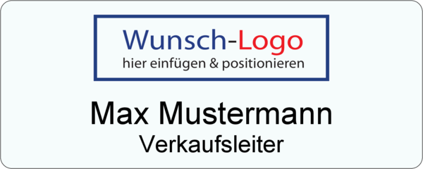 Namensschild DigiAcryl mit Logo und Namensdruck 2-zeilig
