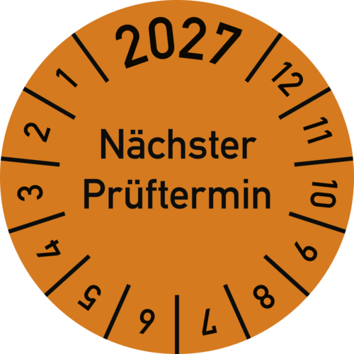 Prüfplakette 2027 Nächster Prüftermin, Dokumentenfolie, Ø 30 mm, 10 Stück/Bogen