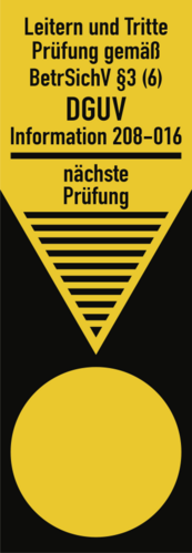 Leiter-Grundplakette gemäß DGUV, Folie hellgelb, geschlitzt, 45x130 mm