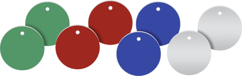 Werkzeugmarken ohne Gravur, Alu, eloxiert, Blau, Ø 20 mm, 25 Stück/VE