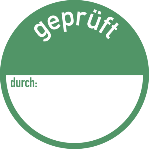 geprüft durch:, Folie, wiederablösbar, Ø 50 mm, 500 Stück/Rolle