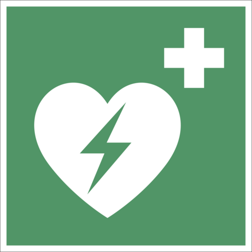 Automatisierter externer Defibrillator ISO 7010, Alu, 400x400 mm