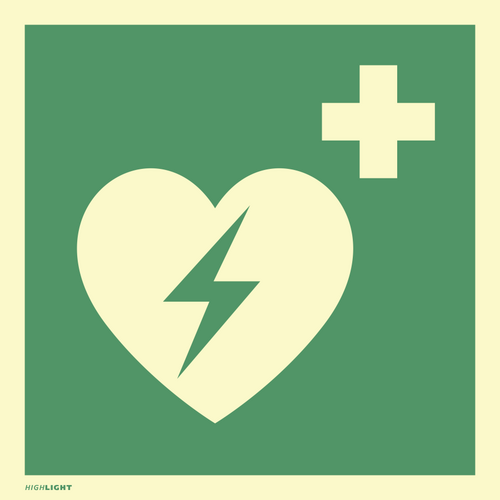 Automatisierter ext. Defibrillator ISO 7010, PVC-U selbstkl., nachl., 148x148 mm