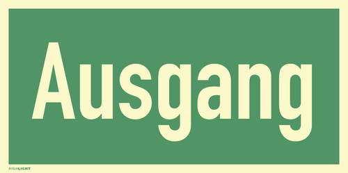 Ausgang, Textschild, Folie, langnachleuchtend, 160-mcd, 297x148 mm