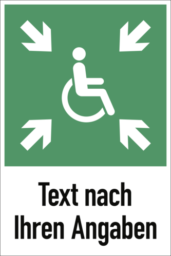Vorläufige Evakuierungsstelle mit Text nach Ihren Angaben, Alu, 400x600 mm   