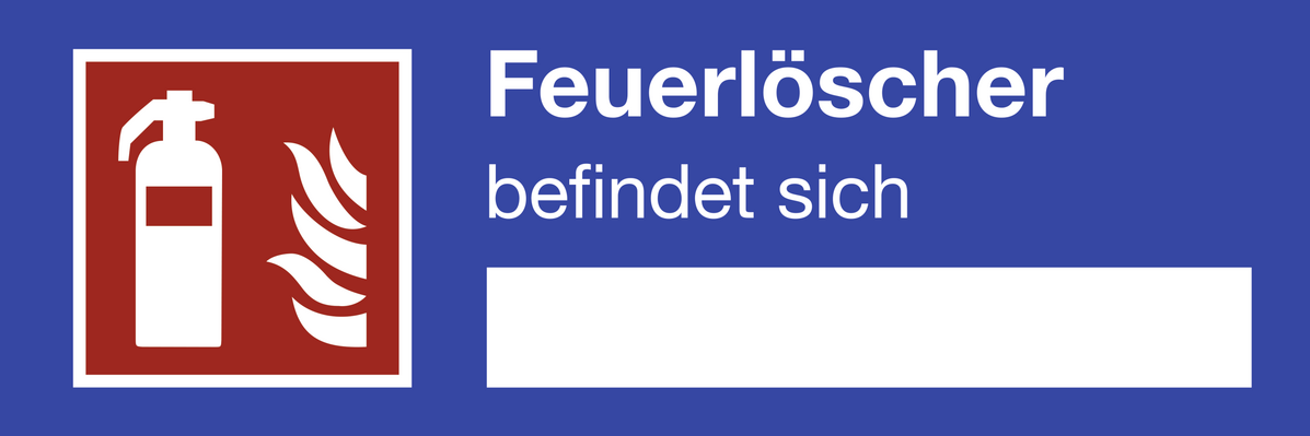 Hinweisschild für einen Feuerlöscher ISO 7010, Folie, 120x40 mm
