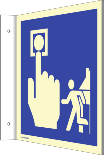 Fahnenschild Hausalarm Evakuierung, Alu, nachleucht., 160-mcd, 200x200 mm