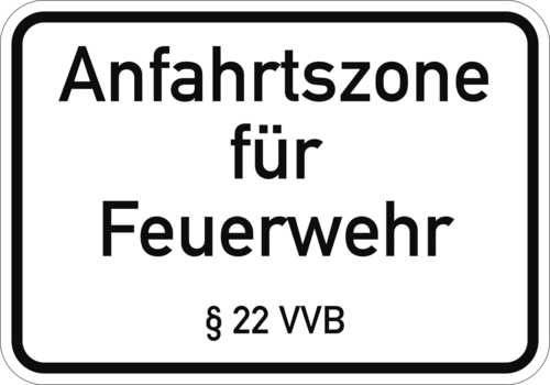 Anfahrtszone für Feuerwehr § 22 VVB, Alu, 500x350 mm