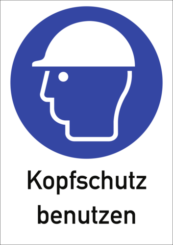 Kopfschutz benutzen ISO 7010, Kombischild, Kunststoff, 210x297 mm