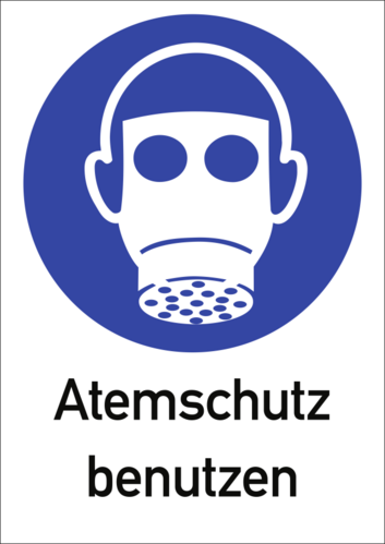 Atemschutz benutzen ISO 7010, Kombischild, Alu, 262x371 mm