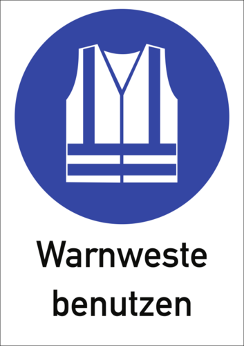 Warnweste benutzen, Kombischild, ISO 7010, Kunststoff, 210x297 mm