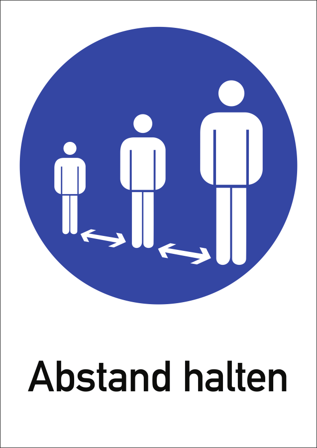 Abstand halten, Kombischild, Folie, 210x297 mm