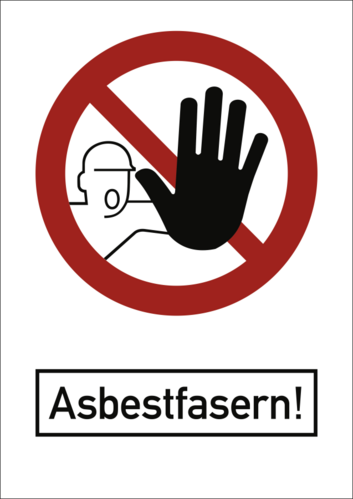 Asbestfasern!, Kombischild, Alu, 500x700 mm