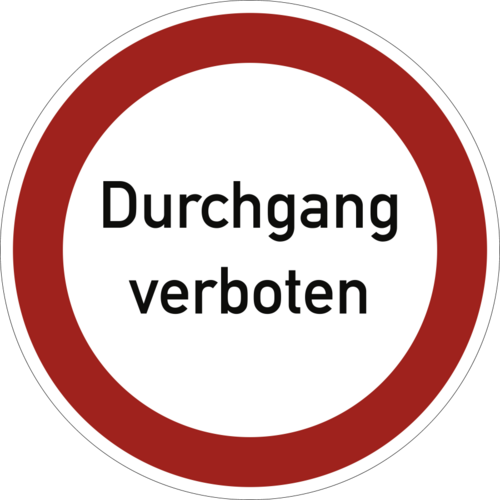 Durchgang verboten, Textschild, Alu, Ø 200 mm