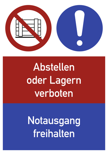 Notausgang freihalten ..., Kombischild, Folie, 210x297 mm
