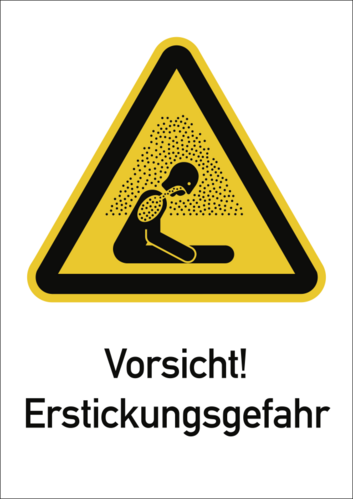 Vorsicht! Erstickungsgefahr ISO 7010, Kombischild, Kunststoff, 210x297 mm