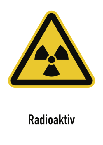 Radioaktiv, Kombischild, Alu, geprägt, 210x297 mm