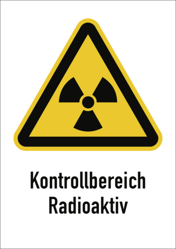 Kontrollbereich Radioaktiv, Kombischild, Alu, 210x297 mm