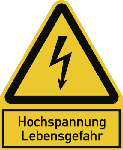 Hochspannung Lebensgefahr, Kombischild, Alu, 100x122 mm
