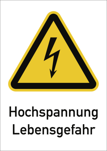 Hochspannung Lebensgefahr, Kombischild, Kunststoff, 210x297 mm