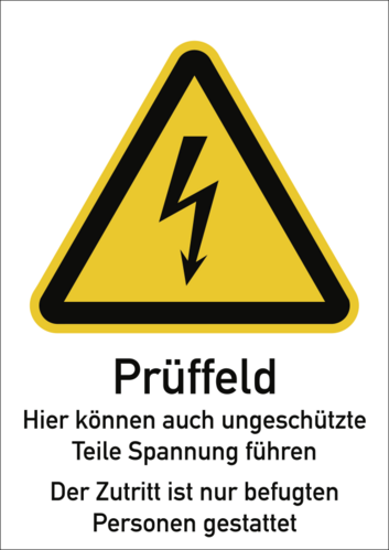 Prüffeld Hier können auch ungeschützte..., Kombischild, Kunststoff, 210x297 mm