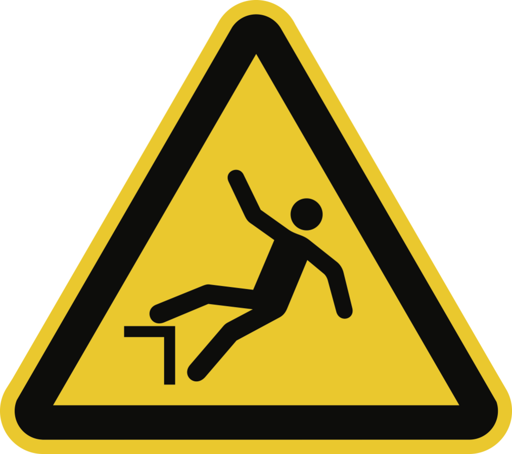 Warnung vor Absturzgefahr ISO 7010, Kunststoff, 200 mm SL