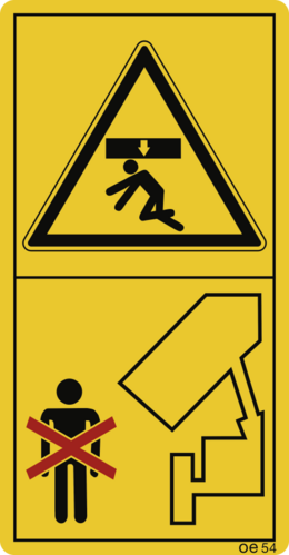 Aufenthalt im Abkippbereich bei angehobener ..., Folie, 50x96 mm, 10 Stück/Bogen