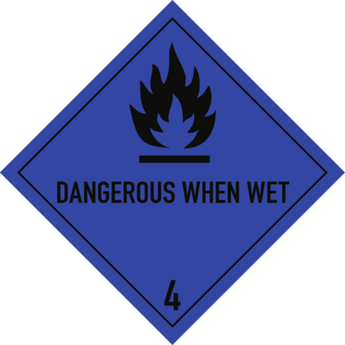 Gefahrzettel Klasse 4.3 Text DANGEROUS..., Folie, 250x250 mm