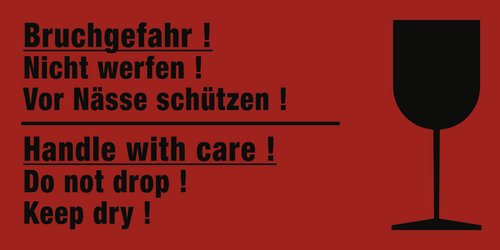 Bruchgefahr! Nicht werfen! Vor Nässe schützen!, Papier, 140x70 mm, 1000 St./Ro.