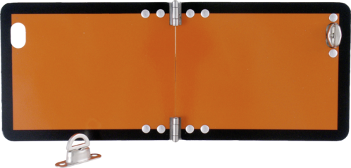 Kleine Gefahrgutwarntafel, klappbar, Aluminium, reflektierend, 300x120 mm