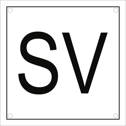 Sicherheitsventil-Kennzeichen SV, Edelstahl, 125x125 mm