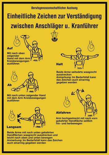 Einheitliche Zeichen zur Verständigung zw. Anschläger..., Kunststoff, 297x420 mm