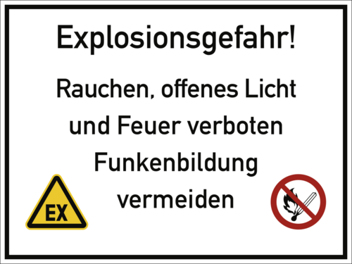 Explosionsgefahr! Rauchen, offenes Licht und Feuer ..., Kunststoff, 400x300 mm
