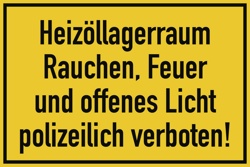 Heizöllagerraum Rauchen ..., Kunststoff, 300x200 mm