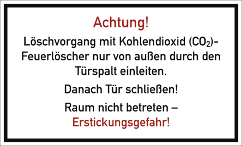 Löschvorgang mit CO2-Feuerlöscher durch Türspalt, Kunststoff, 250x150 mm