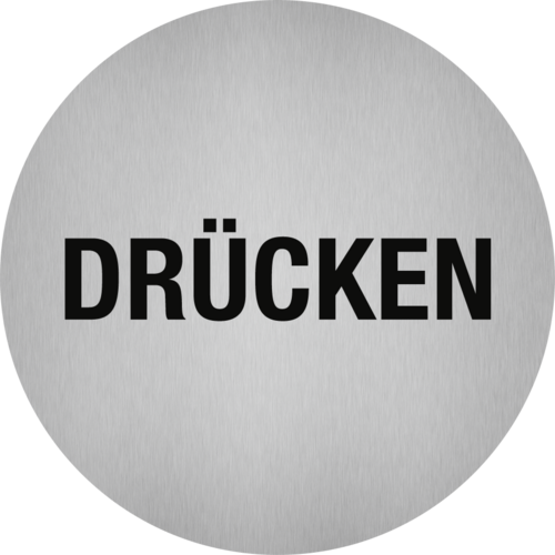 Piktogramm Drücken, Edelstahl, selbstklebend, Ø 50 mm