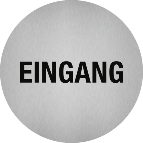 Piktogramm Eingang, Edelstahl, selbstklebend, Ø 50 mm