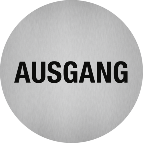 Piktogramm Ausgang, Edelstahl, selbstklebend, Ø 50 mm