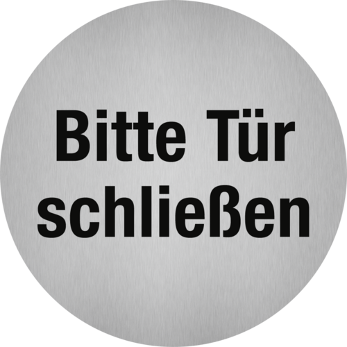 Piktogramm Bitte Tür schließen, Edelstahl, selbstklebend, Ø 50 mm