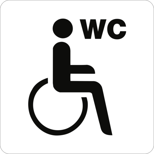 Piktogramm WC Behinderte/barrierefrei mit Text "WC", Kunststoff, 160x160 mm